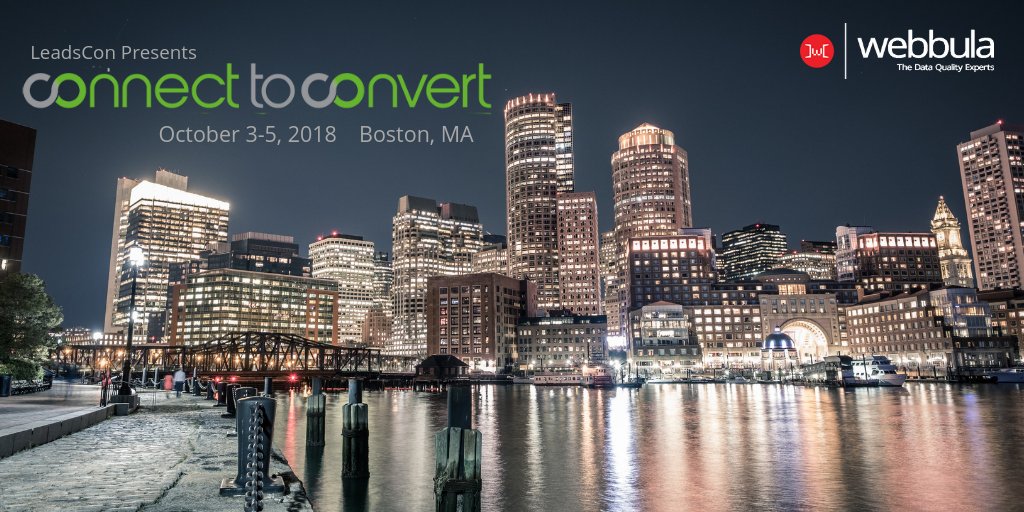 Are you heading to #Boston this week for @leadscon Connect to Convert? If so Webbula will see you there. Be sure to say hello to Tim Hartley and talk data quality! 
#Email #EmailMarketing #Emailgeeks #LeadsCon #ConnecttoConvert  #data #dataquality #Emailhygiene