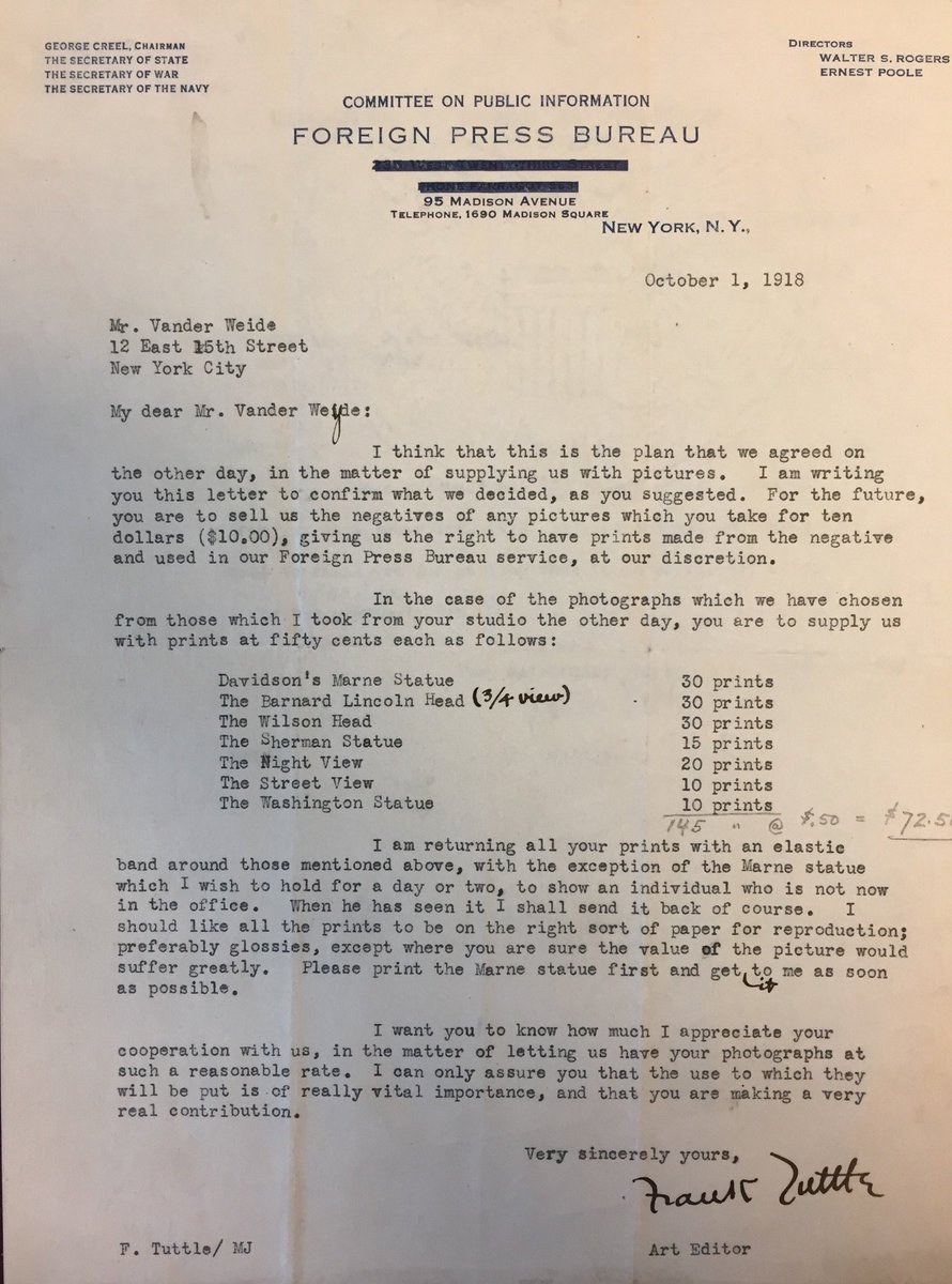 TheITPS's tweet photo. #OTD in 1918, the Committee on Public Information, which ran the U.S. propaganda machine during World War I, asked #TPNHA President William Van Der Weyde to supply patriotic photos for the country's foreign language press. #WorldWarI #Archives #History #FellowFind https://t.co/58FixCNMPd