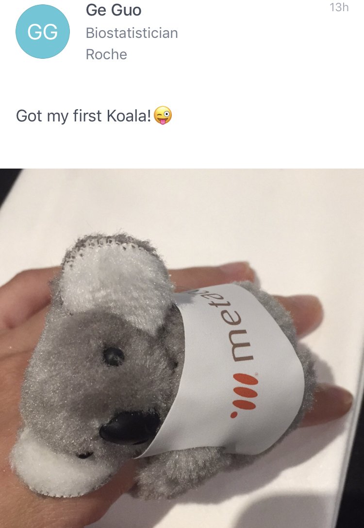 metacoda's tweet photo. Lovely to see in the @MWSUG_SM conference app an attendee was happy to find their first @metacoda koala at the #MWSUG2018 #Metacoda Koala Quest! #SASusers #SASfun #metacodakoala https://t.co/pNvS6stevJ