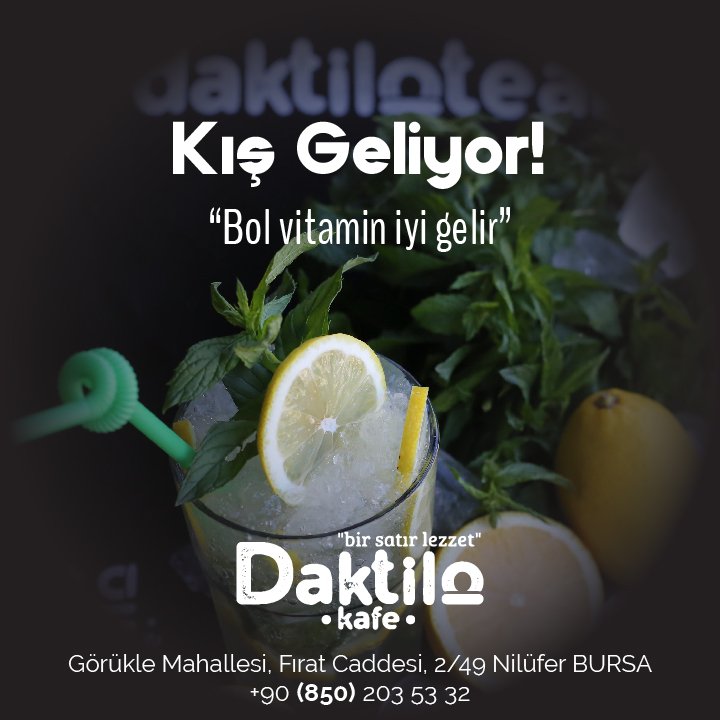 CafeDaktilo's tweet photo. Daktilo Kafe

İletişim:
0 (850) 203 53 32

Adres:
Görükle Mahallesi, Fırat Caddesi, 2/49
Nilüfer, BURSA

#daktilo #daktilocafe #daktilokafe #goruklecafe #goruklecay #pastakahvebursa #bursa #bursacafe #universitekafe https://t.co/ymfeUJy7lz