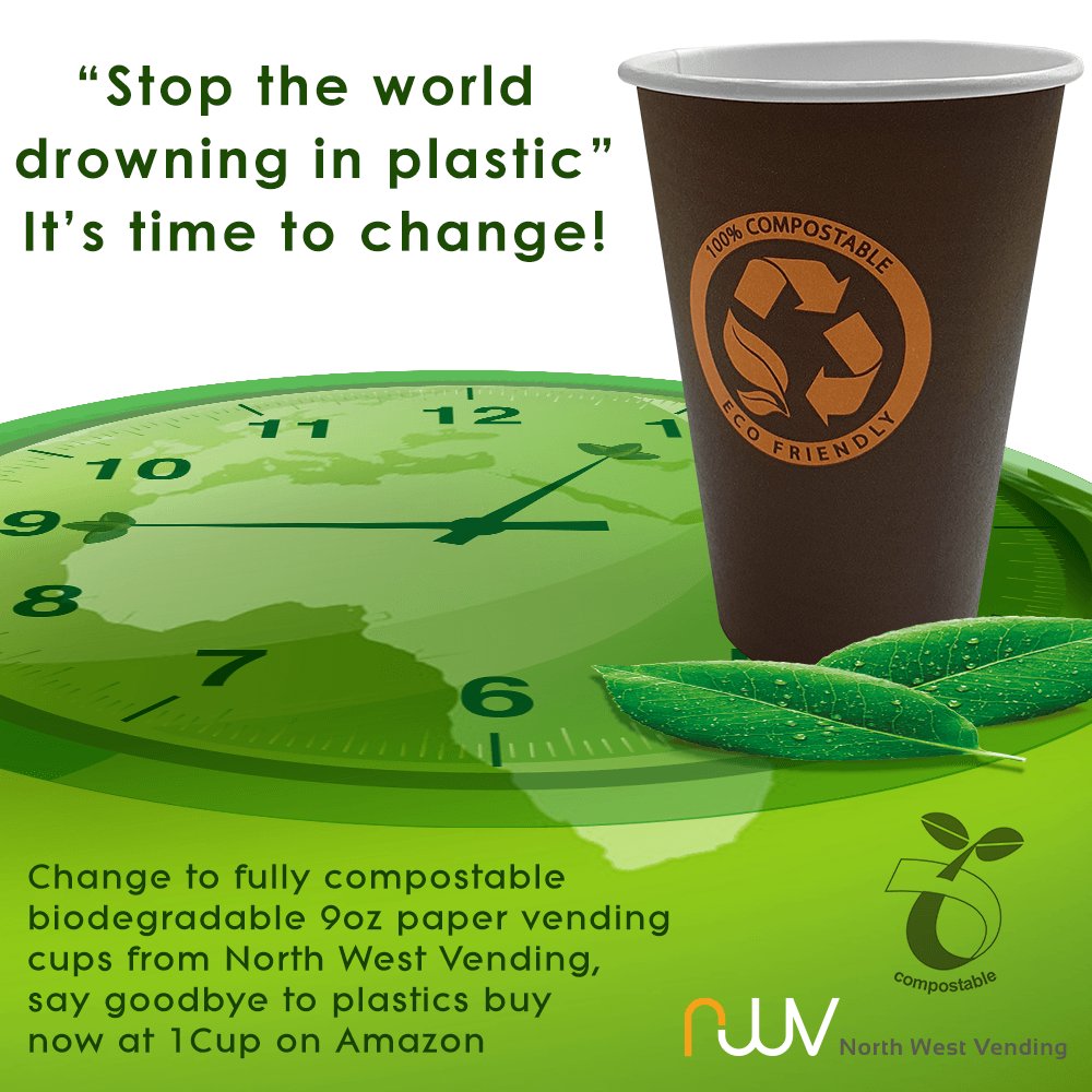 northwestvend's tweet photo. "Stop drowning in plastic", change from #plasticfree to Biodegradable Vending Cups today, our 9oz Verde cups are now an affordable alternative. Click on the link to buy now from our 1Cup store on Amazon with free express delivery!
https://t.co/SKI7H2W1oo #BiodegradablePaperCups https://t.co/UrHyIv0f6x