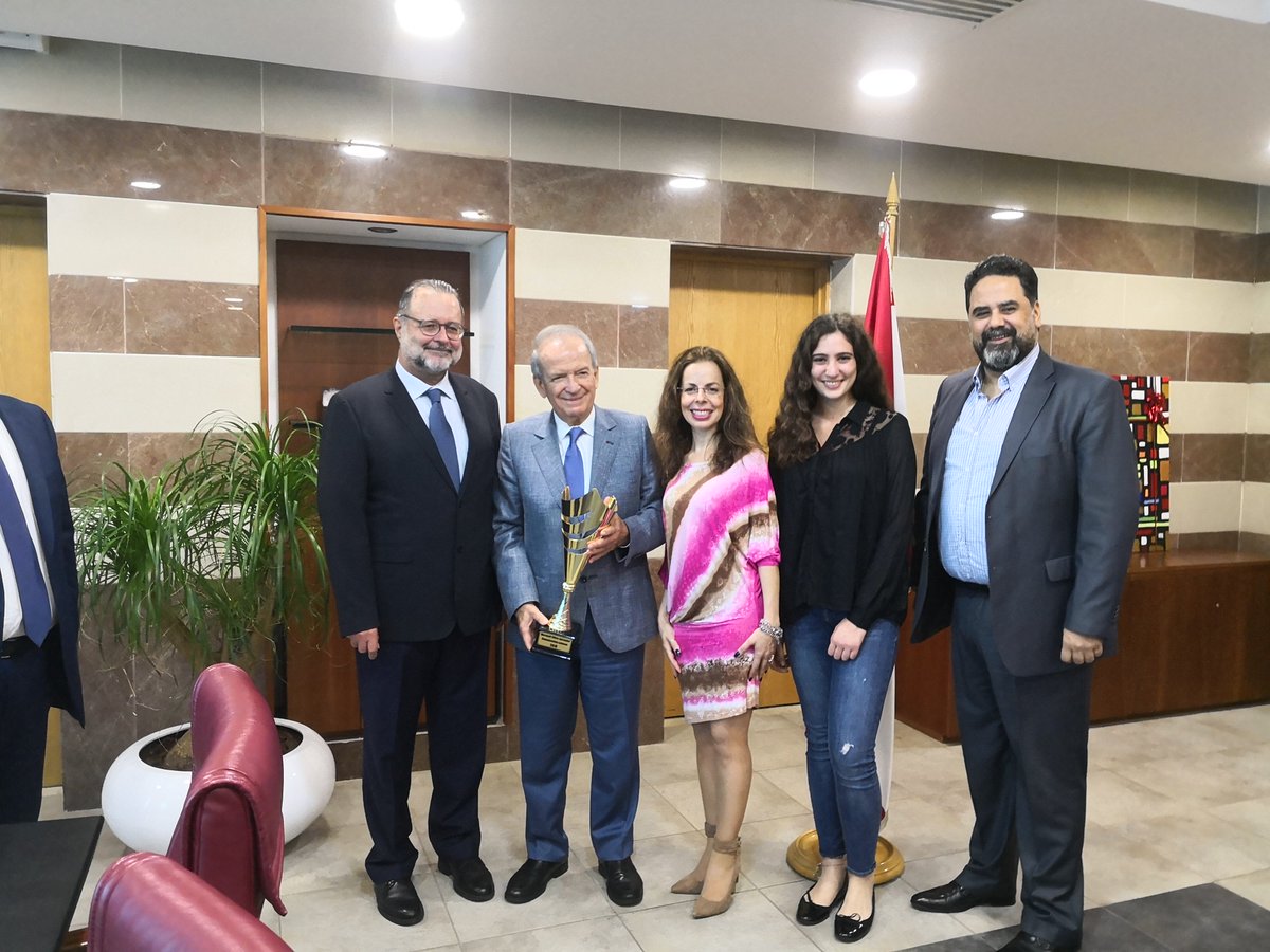 ESABeirut's tweet photo. H.E. Mr. @MarwanHamade , minister of #Education and #HigherEducation met this morning, October 1st, Yasmine El-Hajj, ESA BBA03 #student and ESA #Team to congratulate Yasmine on her achievements in Microsoft Office Specialist championship! https://t.co/dDBlqGJTpT