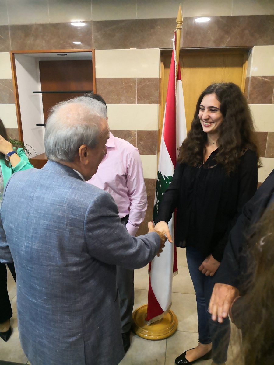 ESABeirut's tweet photo. H.E. Mr. @MarwanHamade , minister of #Education and #HigherEducation met this morning, October 1st, Yasmine El-Hajj, ESA BBA03 #student and ESA #Team to congratulate Yasmine on her achievements in Microsoft Office Specialist championship! https://t.co/dDBlqGJTpT