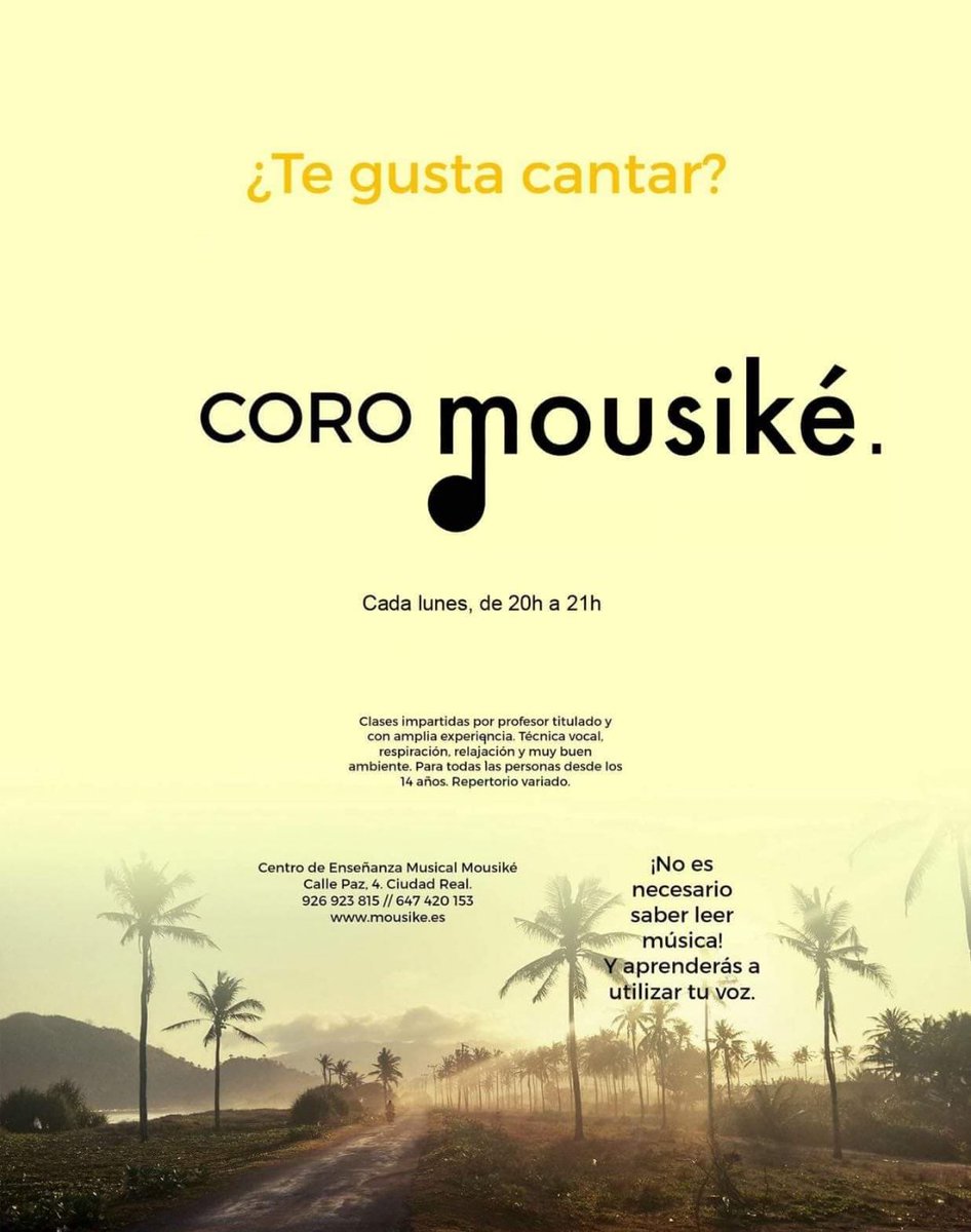 MousikeCr's tweet photo. ¡Si te gusta cantar, no dudes en venir a Mousiké! ¡Te esperamos! Todos los lunes... https://t.co/SbzoZdscYf