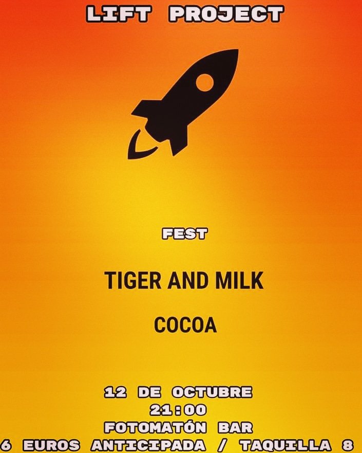 12 de octubre. STOP. En el <a href="/FotomatonBar/">Fotomatón</a>. STOP. Junto a <a href="/cocoa_oficial/">COCOA</a>. STOP. Formando parte del #LiftProjectFest. STOP. Será el último concierto de un muy querido miembro de la banda. STOP. No deberíais perdéroslo.