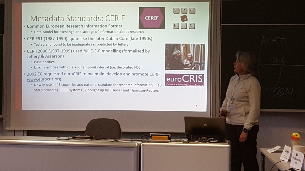 philarcher1's tweet photo. A short presentation by Rebecca Koskela about CERIF at the DFI/CODATA workshop in Dagstuhl @VRE4EIC https://t.co/V1wZTf1mRK
