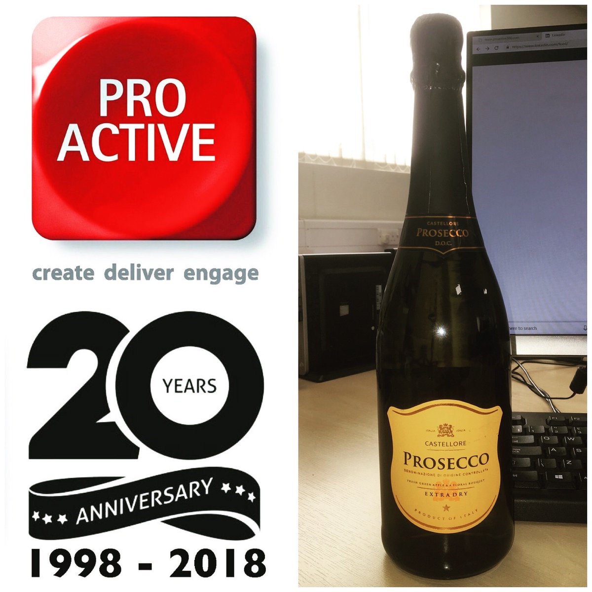 pro_activeuk's tweet photo. #Celebrating Pro-Active's 20th #Birthday today!
Jason Boxall &amp; John Noble started @pro_activeuk with copious amounts of determination &amp; enthusiasm from a tiny rented office on 1/10/1998! 
A big thank you to our staff &amp; all of our customers as there'd be no Pro-Active without you! https://t.co/tyk1Ub5Wzi