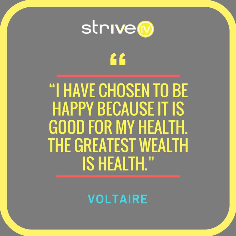 StriveIV's tweet image. Happy Monday! Here’s our #StriveMondayMantra for the week. How do you motivate yourself on Mondays? Comment below and tell us. #StriveIV #IVVitaminInfusion #WeStrive