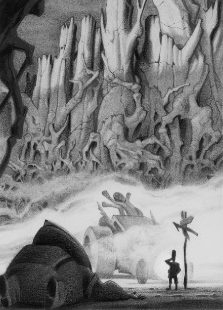 Concept art from Grim Fandango by Peter Chan (1998, LucasArts Entertainment ) 