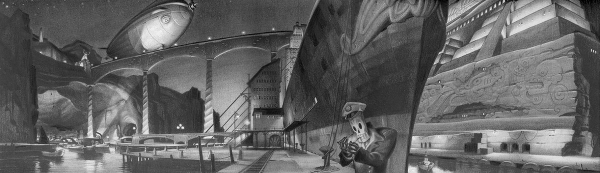 Concept art from Grim Fandango by Peter Chan (1998, LucasArts Entertainment ) 