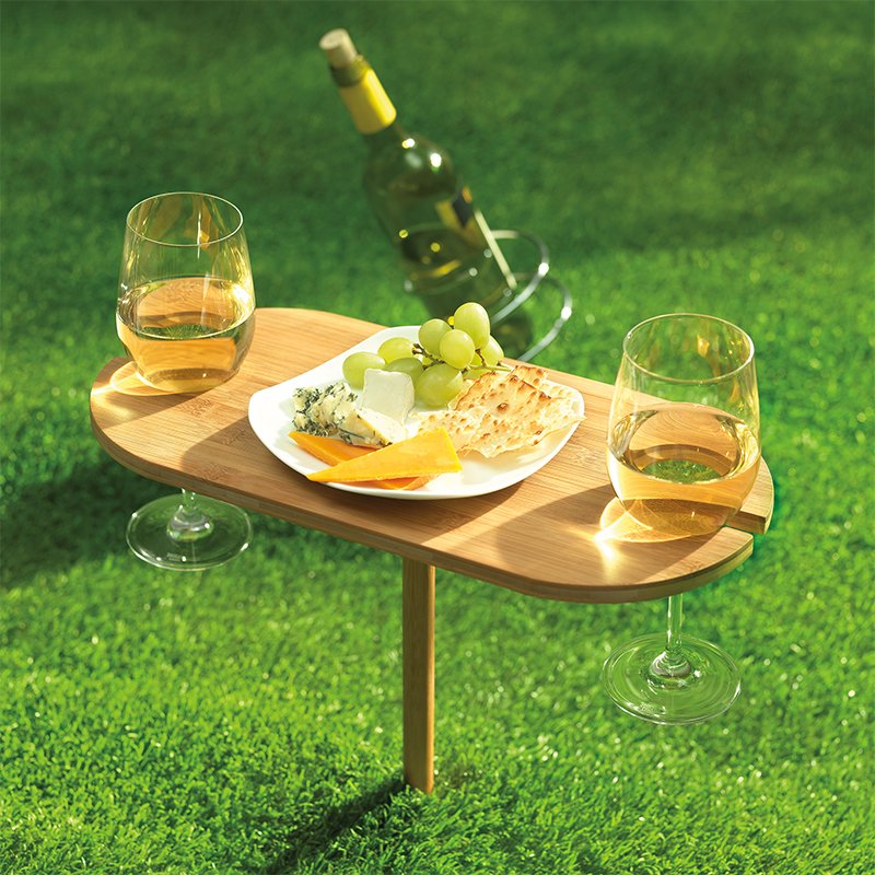 TovoloUS's tweet image. Enjoy a nice glass (or two) of wine on a warm, sunny day thanks to this eco-friendly Bamboo Wine Table! Holds 2 glasses at a time along with a plate of goodies - what's there not to love?! bit.ly/2QblRDj #bamboo #winetable #wineglassholder #wine