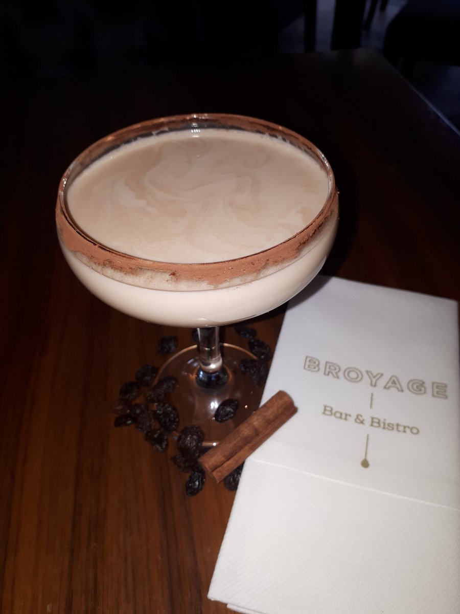 We're delighted to launch our Broyage Barmbrack cocktail today! Available throughout October, the Broyage Barmbrack uses a combination of whiskey, dark rum, Baileys, cream and our homemade raisin and pine nut syrup to mimic our favourite traditional Halloween treat! #cocktails