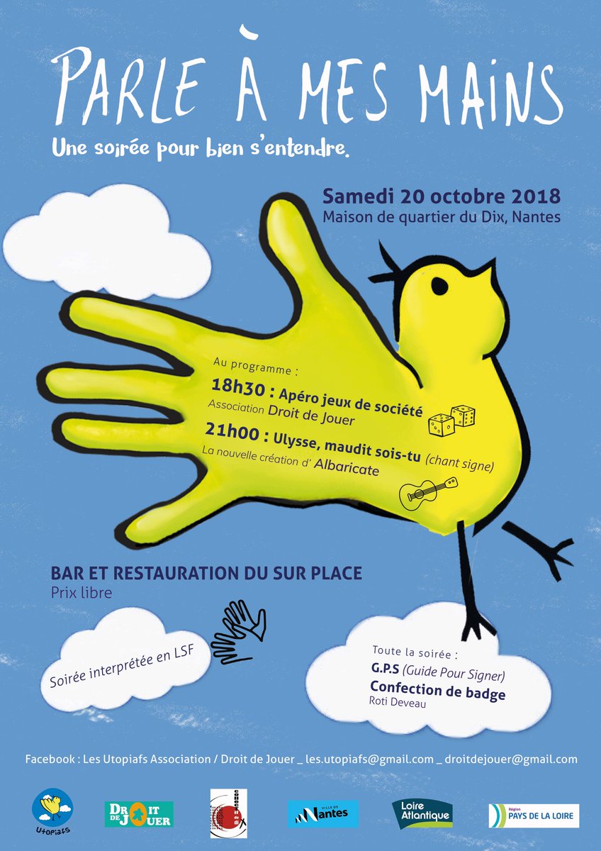 LesUtopiafs's tweet photo. Pendant les 20 jours précédents "Parle à mes mains", on essaye de poster chaque jour un commentaire qui vous permettra d'en savoir un peu plus sur cette soirée ! J-20 : @albaricate 
Clémence et Sam nous embarquent à 21h dans leur nouveau spectacle "Ulysse, Maudit sois-tu". https://t.co/glRU5wCDWf