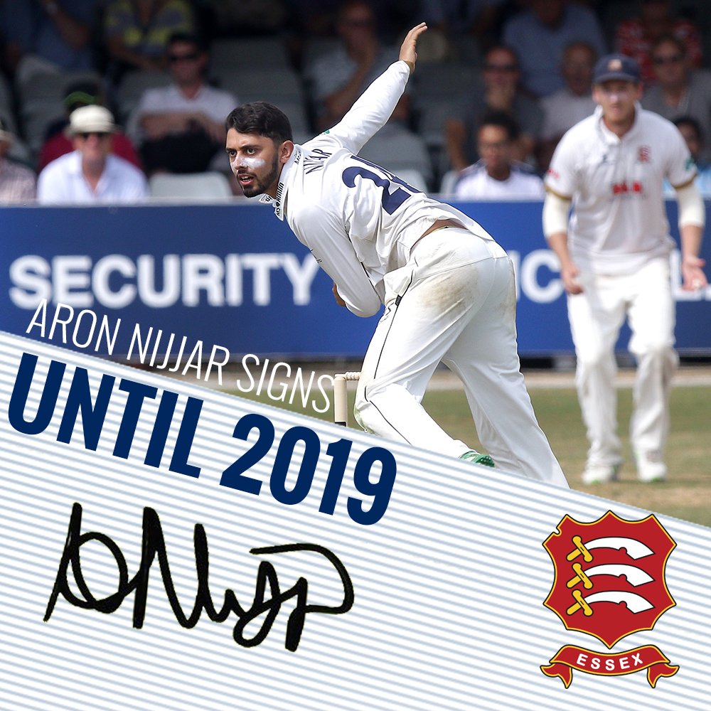 📝 Essex County Cricket Club are pleased to announce that Aron Nijjar has signed a new contract and has extended his time with the Club until the end of the 2019 season 🙌 ➡️ bit.ly/ANIJJAR2019