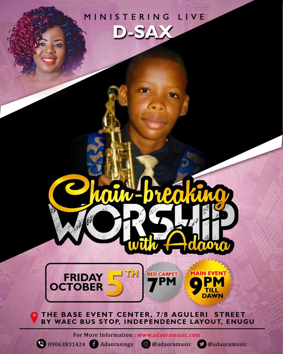 iamadaoramusic's tweet photo. #FIVEMOREDAYS 
#repost #share #invite #concert #free #worship #chainbreaking #live #countdown #october #praise #register #worship #lights #invite #saturday #praises #happy #like #fellowship #freeconcert #gospel #celebration #praisebreak #seeyouthere #glory #letsgo #nigeria #lagos https://t.co/OT9miXYJ4d