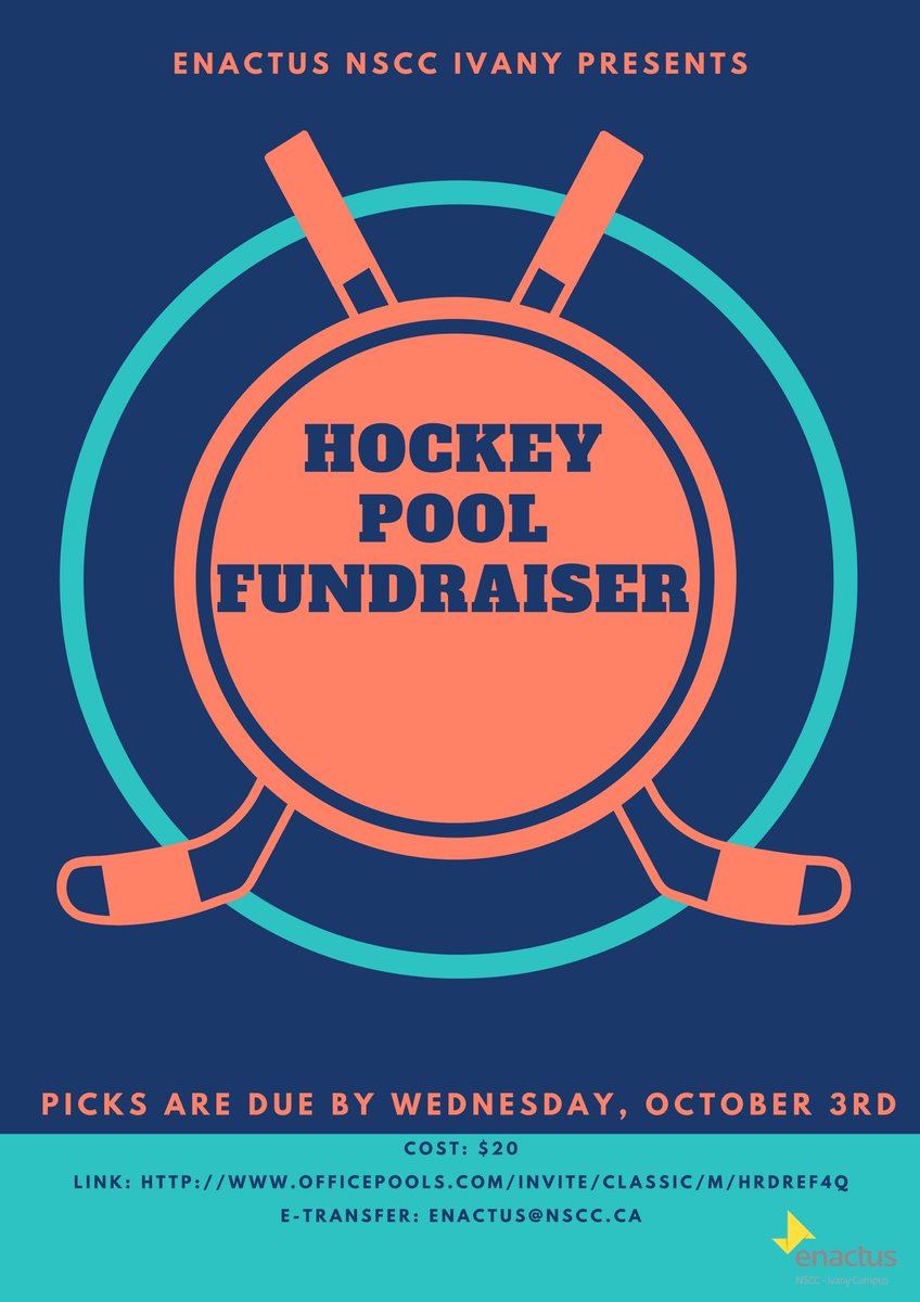 Our hockey pool is live! Be sure to make your picks before Wednesday! #hockey #pool #fundraiser #enactus #nscc #nsccivany #MondayMotivation officepools.com/invite/classic…