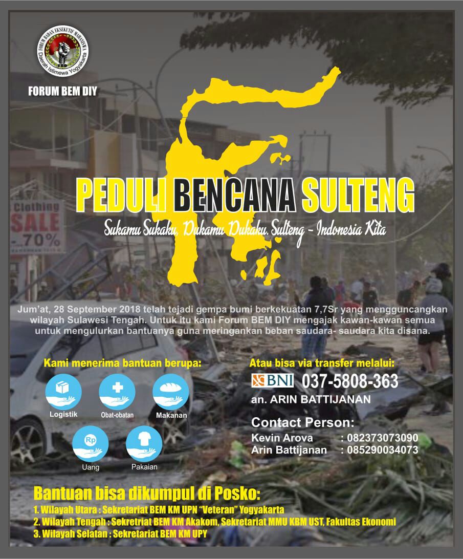 BemDiy's tweet photo. #forumbemdiy peduli bencana sulteng, kami mengetuk pintu hati saudara-saudara semua, untuk meringankan beban masyarakat #sulteng yg sedang terkena musibah bencana alam  #gempa dan #tsunami
#BemDiy #fbd #bemdiy #PrayforPaluDonggala #SultengBangkit #01Oktober2018 https://t.co/ym0sf6tW6l