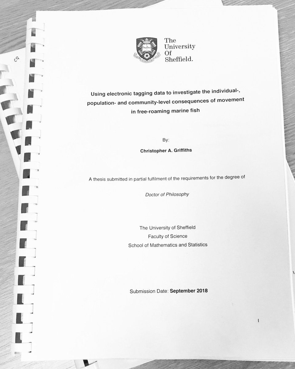 Done - 4 years, 200 pages and over 54,000 words later. #PhD #deadlineday #marineecology #animalmovement #fish #fisheries #taggingdata