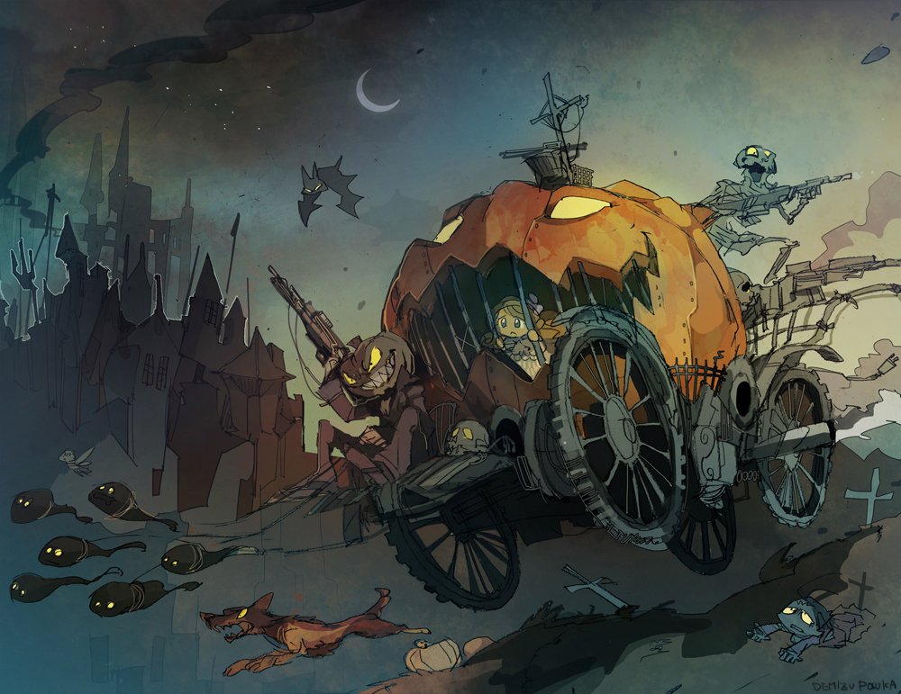 「ハロウィンが来るぞォー!? 」|出水ぽすか(ポ～ン）🦉🎃🦈のイラスト