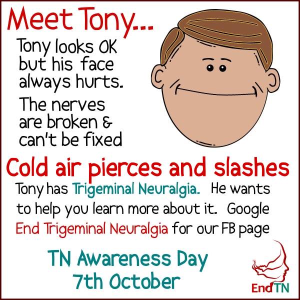Wouldn't it be good if everyone understood what living with #TN was like? They can. If we explain it. Share our pics with hashtags #MeetTina #MeetTony &amp; #TrigeminalNeuralgia Let's get this #FacePain trending for #TNAwareness day on #October7th