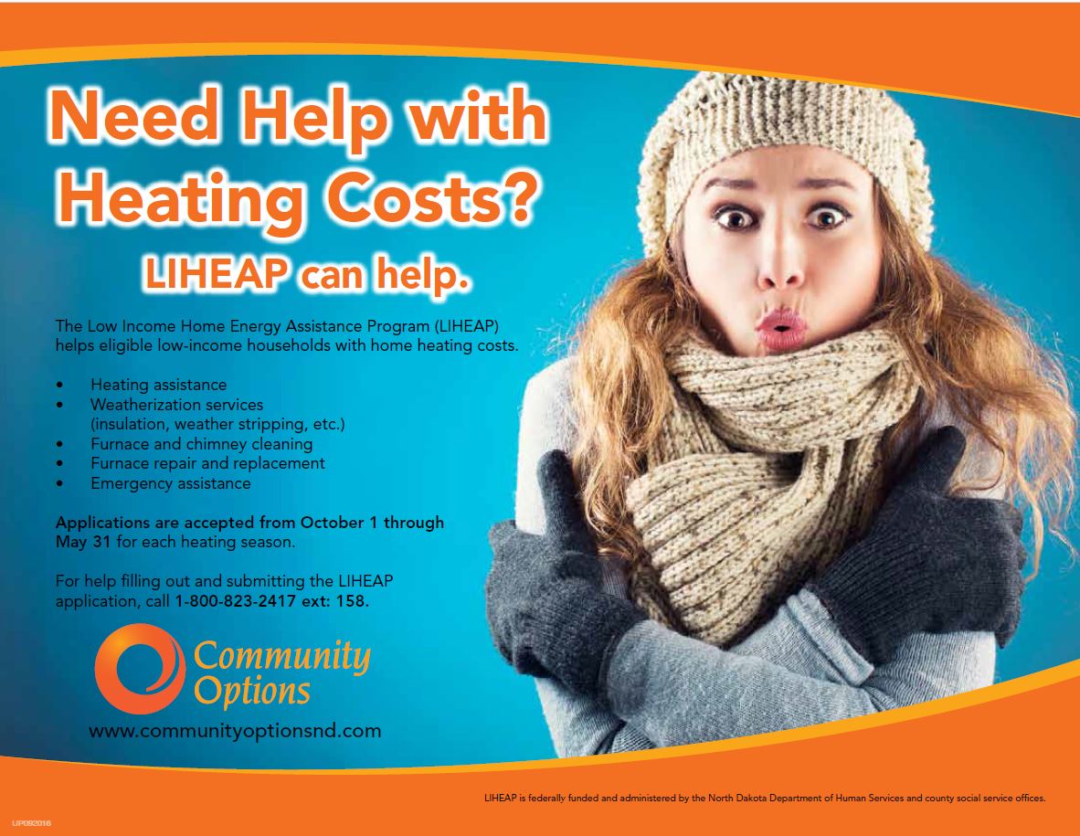 ComOptAriel's tweet image. Do you struggle with paying your #heat bills in North Dakota? 
Fall is here and heating season is around the corner. Heating Assistance will be available to qualified residents. Call to make your appointment we can come to you or you can come to us. #ComOptCrew #LIHEAP