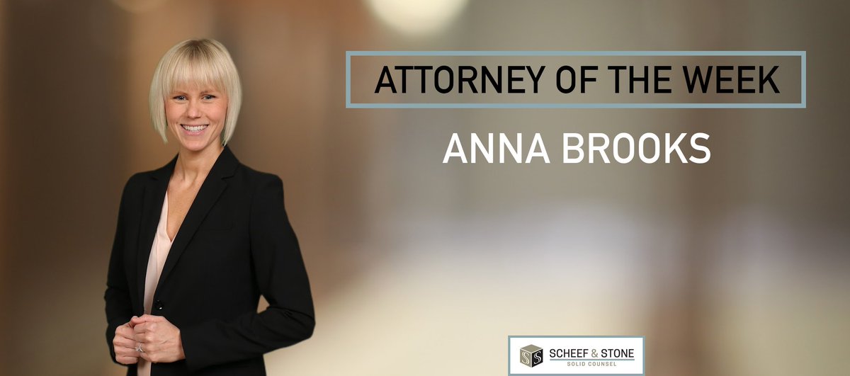 solidcounsel's tweet photo. This past week, Anna Brooks was our #AttorneyoftheWeek! Anna is a seasoned litigator who represents individuals and institutions in wide-ranging civil litigation in state and federal courts. Anna has won more than 25 dispositive motions. Congrats Anna! #ScheefandStone #Attorney https://t.co/8j6NzmDQsY