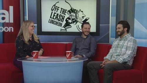 GlobalSaskatoon's tweet photo. Andrew Bailey and Bryce Thoma preview the upcoming Off the Leash Luncheon for the Saskatchewan Huskies men’s hockey team. WATCH HERE: https://t.co/3YzIFc1laj https://t.co/Bz9XtEqqfP