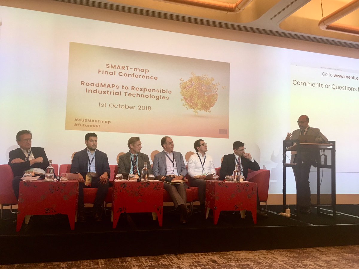 euSMARTmap's tweet photo. After the completion of @euSMARTmap and other interesting EU projects and global initiative to bring #RRI in industry, what will be the future? What "RRI 2.0"? @nnosengo from @formicablu is chairing the final round table of #FutureRRI #euSMARTmap final conference https://t.co/hGPxkyFJxX