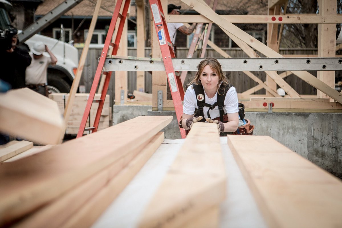KevinOConnorTOH's tweet photo. From 🎂cakes to 🚧carpentry, our newest @ThisOldHouse apprentice, Mary, gets a step up on the day’s work, under the watchful eye of Jeff Sweenor. How many of you would consider leaving the business you created and perfected for a new career in the trades? #TOHseason40 https://t.co/qMoqWuhFNU