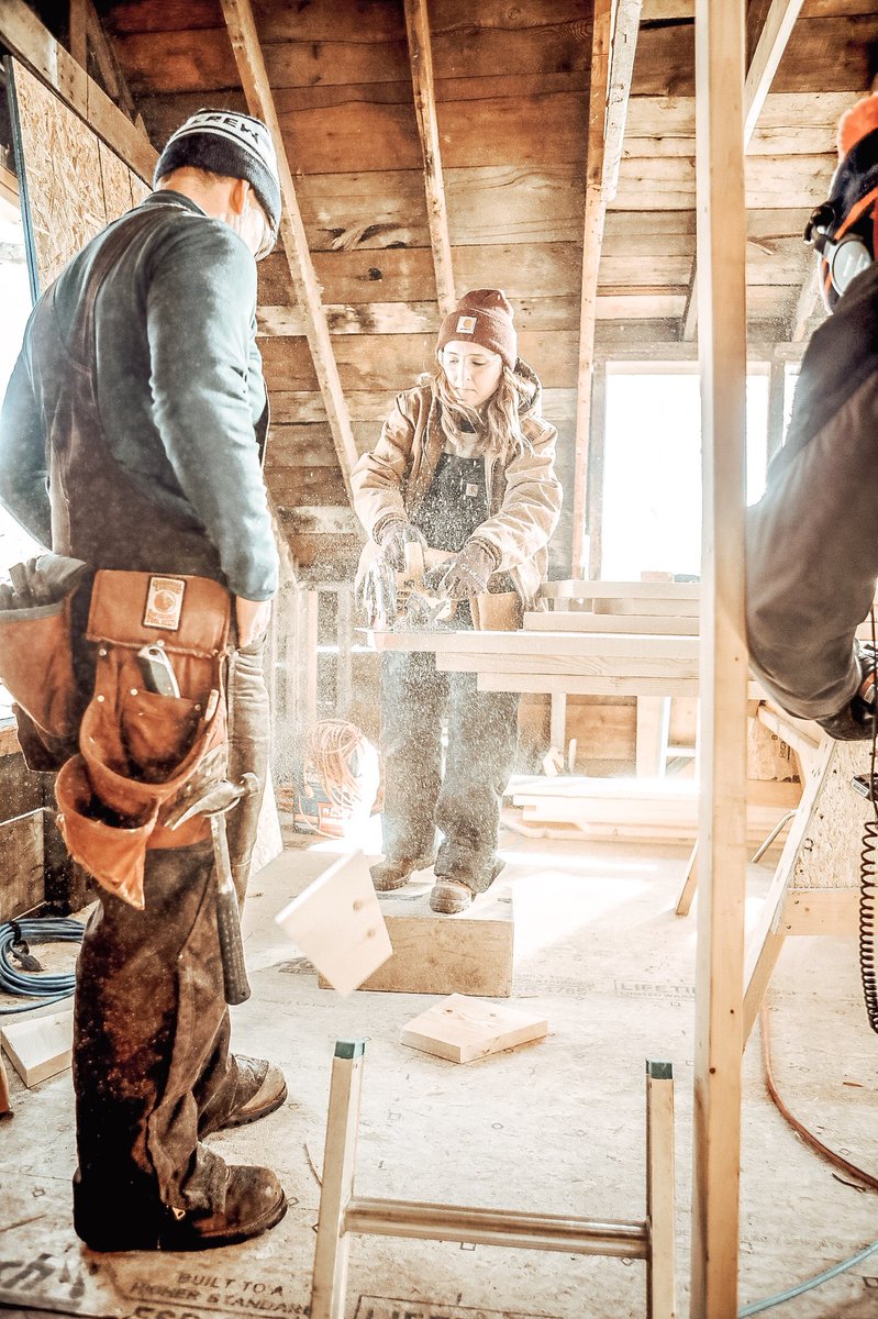KevinOConnorTOH's tweet photo. From 🎂cakes to 🚧carpentry, our newest @ThisOldHouse apprentice, Mary, gets a step up on the day’s work, under the watchful eye of Jeff Sweenor. How many of you would consider leaving the business you created and perfected for a new career in the trades? #TOHseason40 https://t.co/qMoqWuhFNU