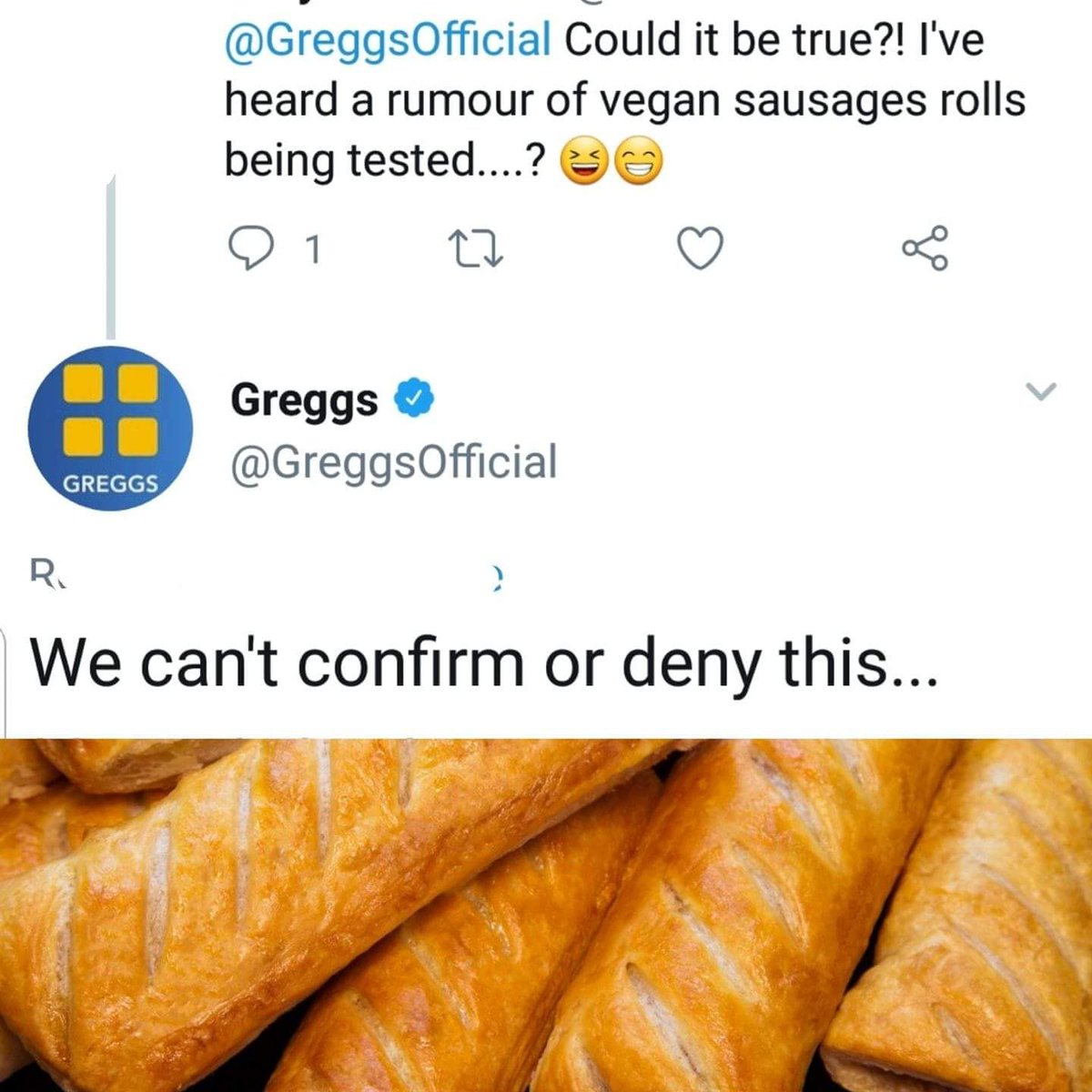 Vgn On Twitter Greggs Vegan Sausage Rolls On The Way Rumours Are Swirling That Greggs Are Trying Out Vegan Sausage Rolls And It Seems That Could Definitely Be The Case The Uk Bakery