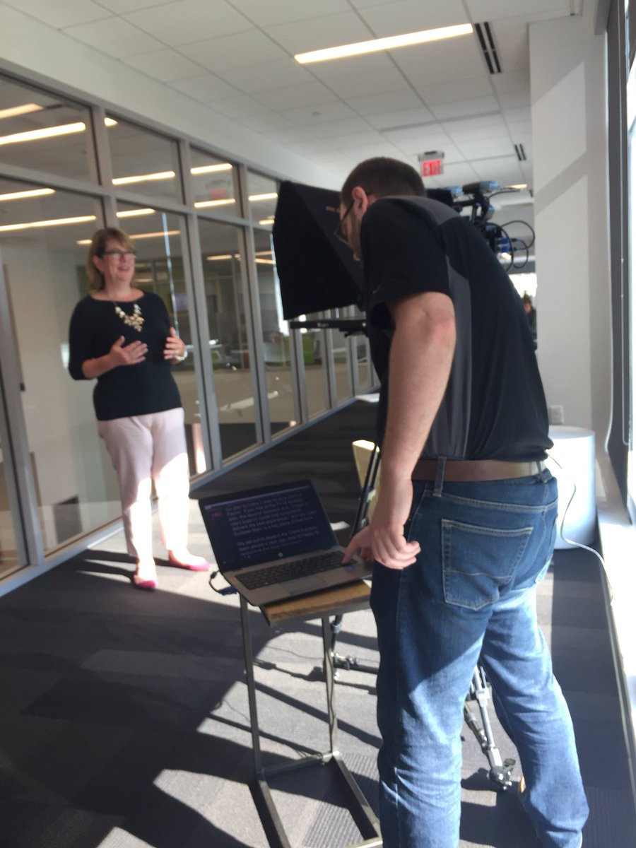 CommsGalBeth's tweet photo. Never a dull moment at @PaycorInc! Shooting videos for our upcoming all employee meeting this week! #Elevate https://t.co/bozSv8PAJw