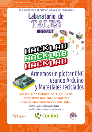 EscuelaLibreUNQ's tweet photo. Este jueves es el #Laburatorio de octubre: CNC Plotter con @arduino y materiales reciclados. Será en el aula 246 de la @UNQoficial. https://t.co/ajqPZfjYQ3 https://t.co/wMhBfdRjUt