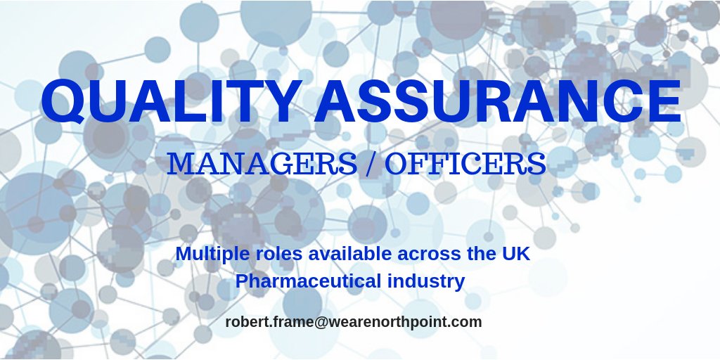 NorthPointRec's tweet photo. Are you a Quality Assurance Officer / Manager with the desire to maintain, develop and improve GLP for a leading biotech / pharmaceutical business? Get in touch with Rob in our candidate team for the latest jobs in quality. #quality #biotech #pharmaceutical https://t.co/28ndI6huAk