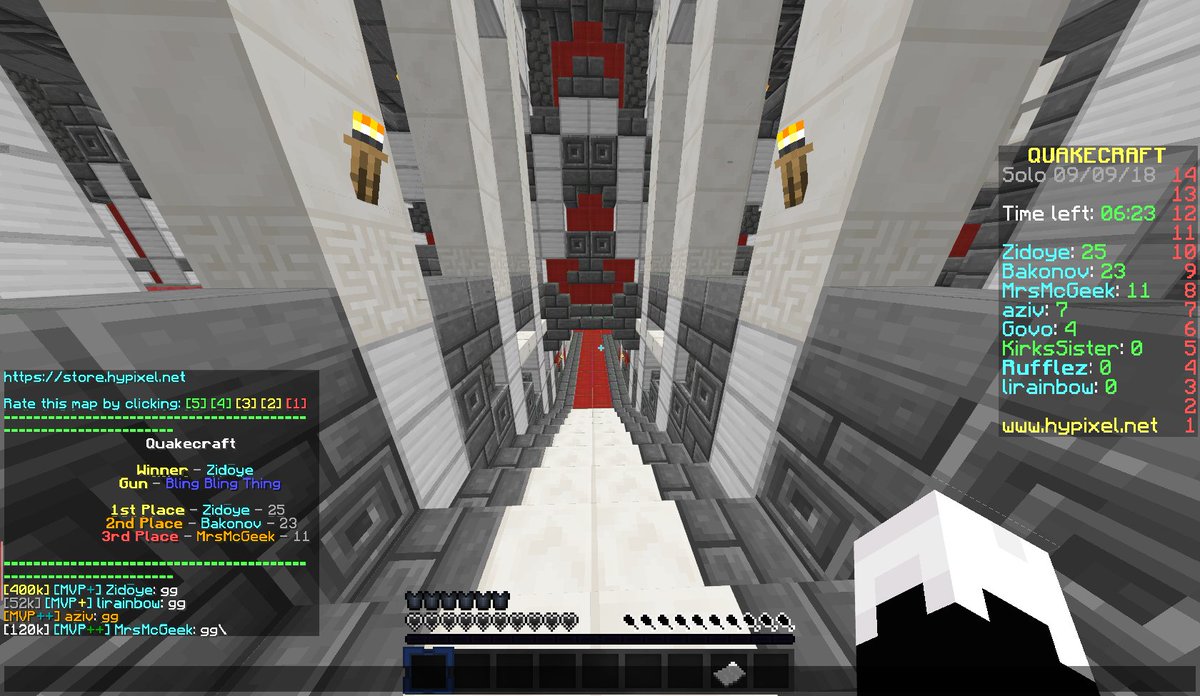 RufflezHypixel's tweet photo. Congratz to Zidoye for 400K overall quake kills! π It was Zid's turn to monster-bazinga everyone--all headshots! π₯³ Cool new number on that kill prefix π It has been even cooler getting to know you as a person and friend β€οΈ @Zidoye @HypixelNetwork #QuakeFTW #ILoveQuake https://t.co/brizIDx0Oy