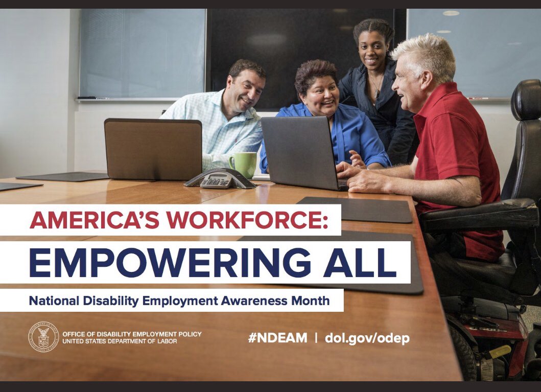 Did you know that October is National Disability Employment Awareness Month? Look for upcoming posts highlighting our partnerships with community employers!  @USDOL #NDEAM #EmpoweringAll