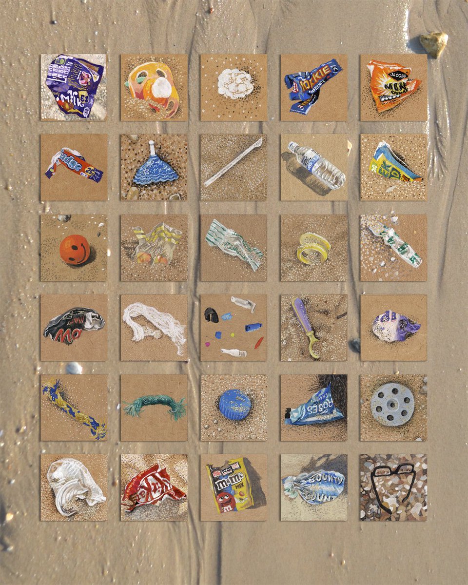 Didn't get a chance to put this up yesterday - all 30 of my 'Found Plastic on Bournemouth Beach' drawings together. Let's keep our oceans clean! #DrawingaDay #JohnVernonLord #LoveBournemouth #SaveOurOceans #PlasticPollution #Drawing #illustration #breakfreefromplastic