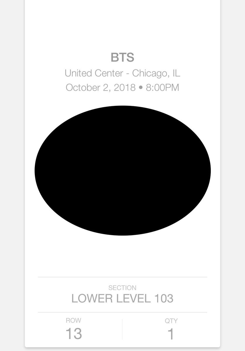 DnnTech's tweet image. WTS - BTS Tour Love Yourself - United Center Chicago on Oct - 2 
Section 103 Row: 13 Seat: 3 - 1 ticket
@BTSTICKETBOT