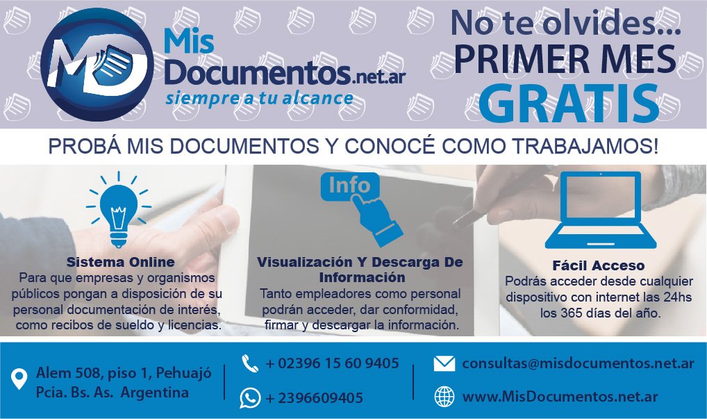 MDmisdocumentos's tweet image. Estudios contables, liquidadores de sueldos, organismos públicos y/o empresas.... No olviden de PROBAR UN MES GRATIS y conocer como trabajamos! 
 Conocenos misdocumentos.net.ar!!!
#misdocumentos #siempreatualcance #mesgratis #conocenos