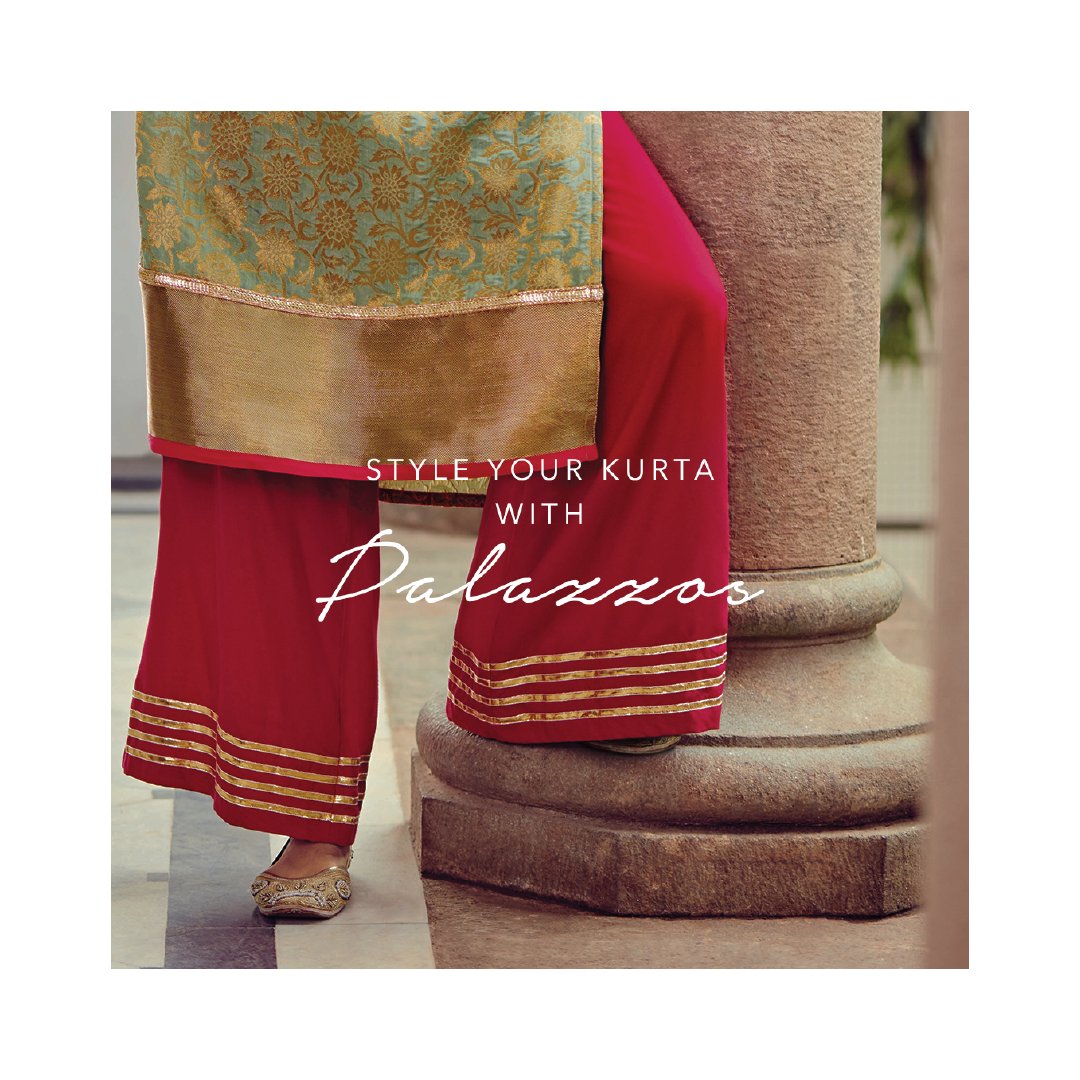 EthnicityHQ's tweet photo. Bored of wearing the same old tights under kurtas? We have a one-word solution, "Palazzo". Match a palazzo with your kurta and get ready to trend your way through the day!

#Ethnicity #ethnicwear #palazzo #palazzopants #ethnicbohemian #indianfestive #indianwear https://t.co/am96QhESa0