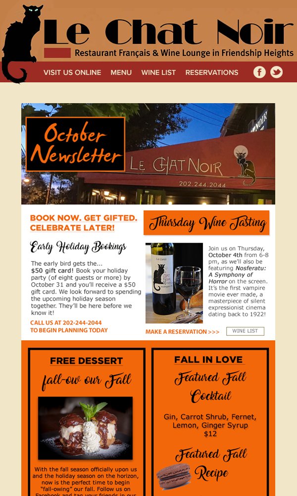 Wine with Vampires, Fall Favorites, Early Holiday Bookings &amp; More! bit.ly/2DLTZUN