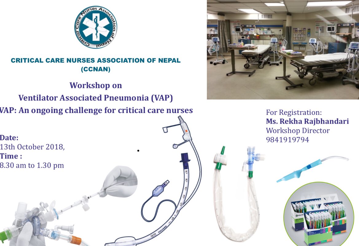 CCNANOfficial's tweet photo. Notice!! Notice!! Notice!!
CCNAN is conducting Workshop on Ventilator Associated Pneumonia. Grab your opportunity and get registered. Price: Rs 500 includes rea and lunch. Venue: Grande International Hospital https://t.co/wSJWC36JSD