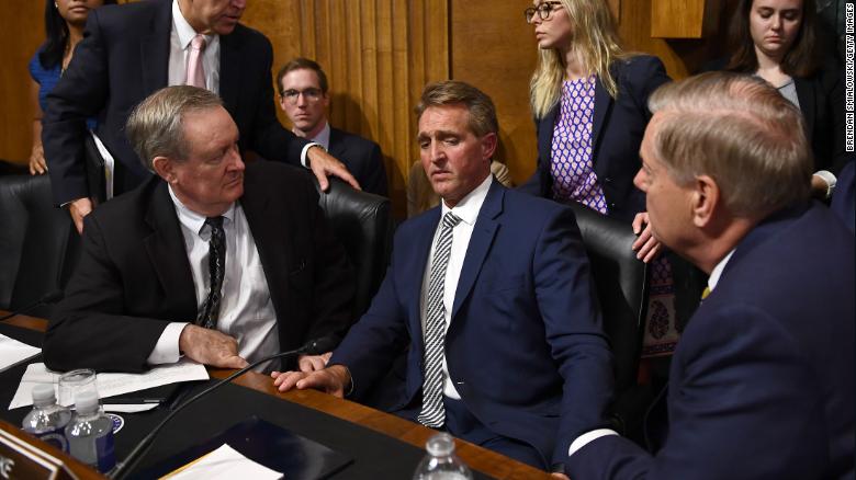 CNN's tweet image. Sen. Jeff Flake says if the FBI investigation finds that Supreme Court nominee Brett Kavanaugh lied to the Senate Judiciary Committee during his testimony on Thursday, his nomination likely would not move forward cnn.it/2NeBGqW