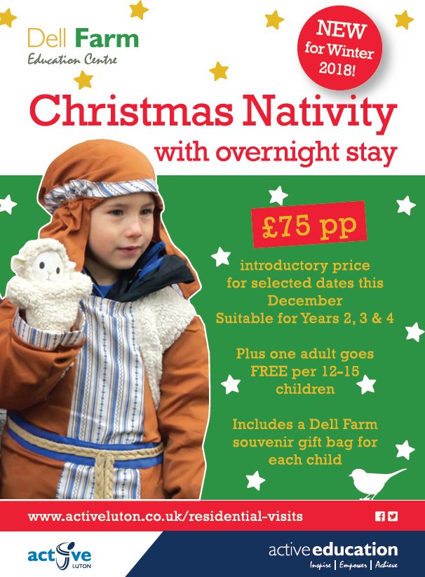 DellFarmCentre's tweet photo. Feel festive at Dell Farm this December. There'll be campfire carols, nativity by candlelight, Christmas dinner &amp; lots of outdoor adventure in our 1-night Nativity Residential Visit ❄️🎄 For full details visit: https://t.co/xWKqaM0CRE #Bedfordshire #LearnOutdoors @UKSchoolTrips https://t.co/UXcl17RTfv