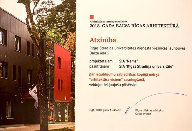 arhgeometrico's tweet photo. Atzinība skatē “2018. gada balva Rīgas arhitektūrā” par RSU dienesta viesnīcu Dārza ielā 5. Kopā ar kolēģiem veiksmīgi novadīta autoruzraudzība. #latvia #riga #arhitektura #gadabalva https://t.co/HuozVuxjFk https://t.co/MH9V5IaiWM