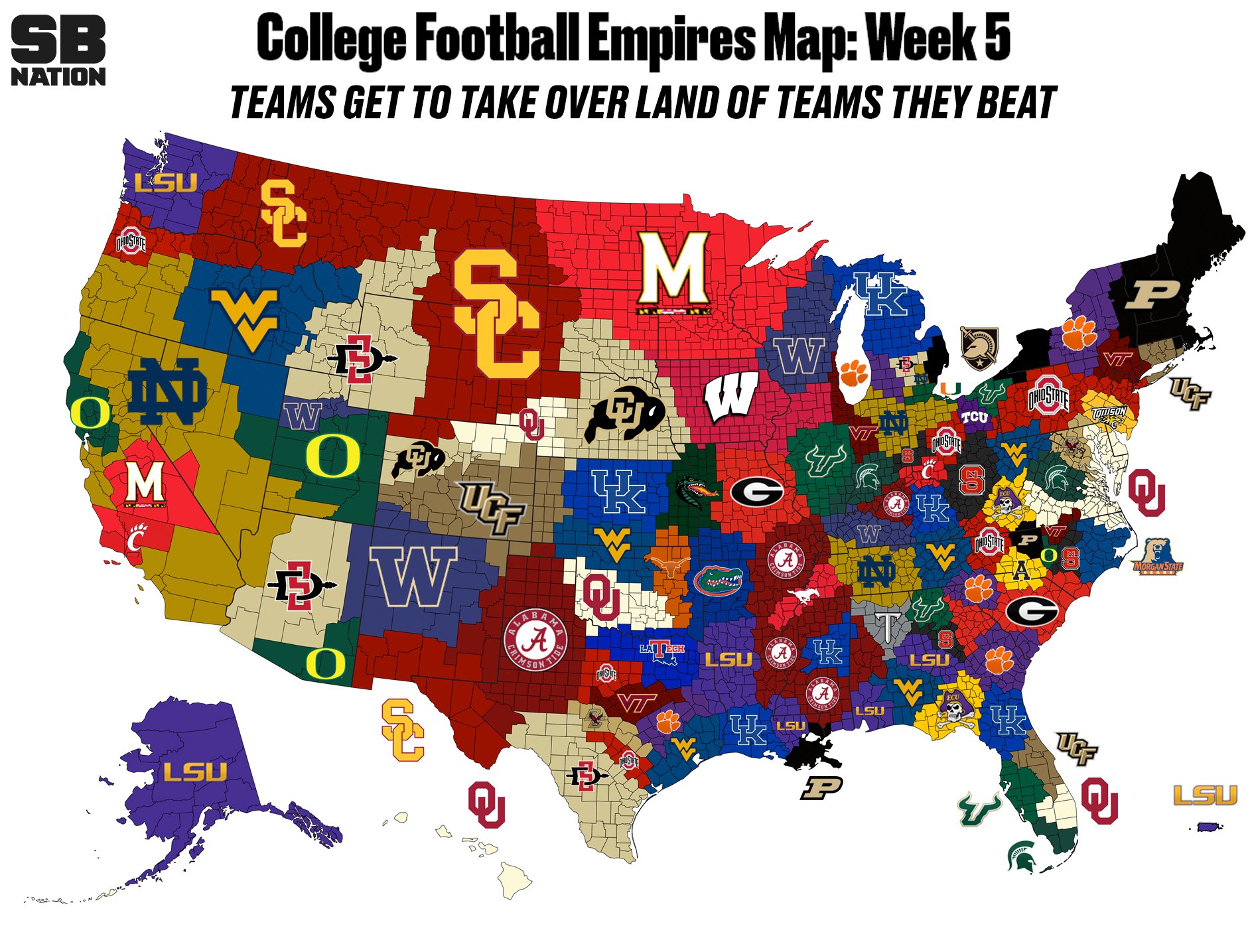 College Football Empires Map A Week-By-Week Update Of The College Football Empires Map / Twitter