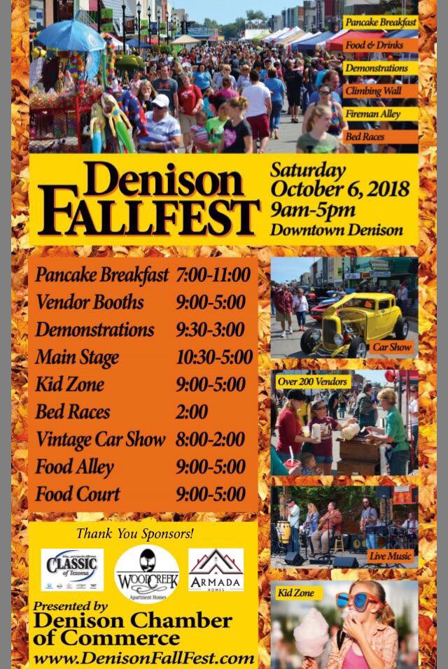 #DenisonTx Fall Fest is THIS WEEKEND! Lots of great vendors and fun activities for all. MAKE PLANS TO COME, i promise you won’t be upset. 
501 W Main St Denison TX 75020
(903) 820-8123
PopAroundTheCorner.com