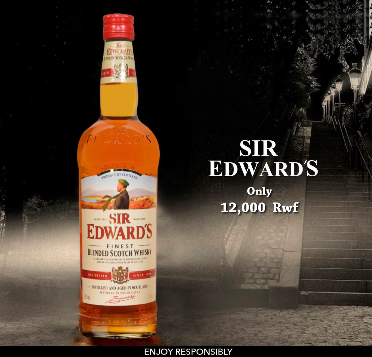 StsDrinks's tweet photo. ✨We know good whisky. And we know good value. #SirEdwards is a glorious golden spirit that combines both🥃 Grab your bottle at only 12,000Rwf in our showroom in town, Chic Building, Ground Floor #RwOT https://t.co/4X1lZtf0T7