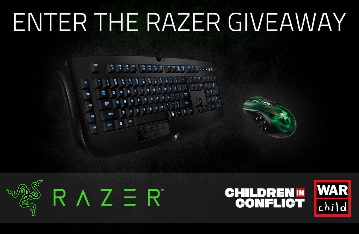 WarChild_Gaming's tweet photo. GAMING GIVEAWAY! Do you want to win a @Razer Anasi keyboard &amp; Naga mouse all while supporting children affected by conflict? Enter via https://t.co/yHCa3Nv2mb here: https://t.co/FIx1bPbaoF #gaming #giveaway #competition #prizedraw #Razer https://t.co/sZWTnTQz9g