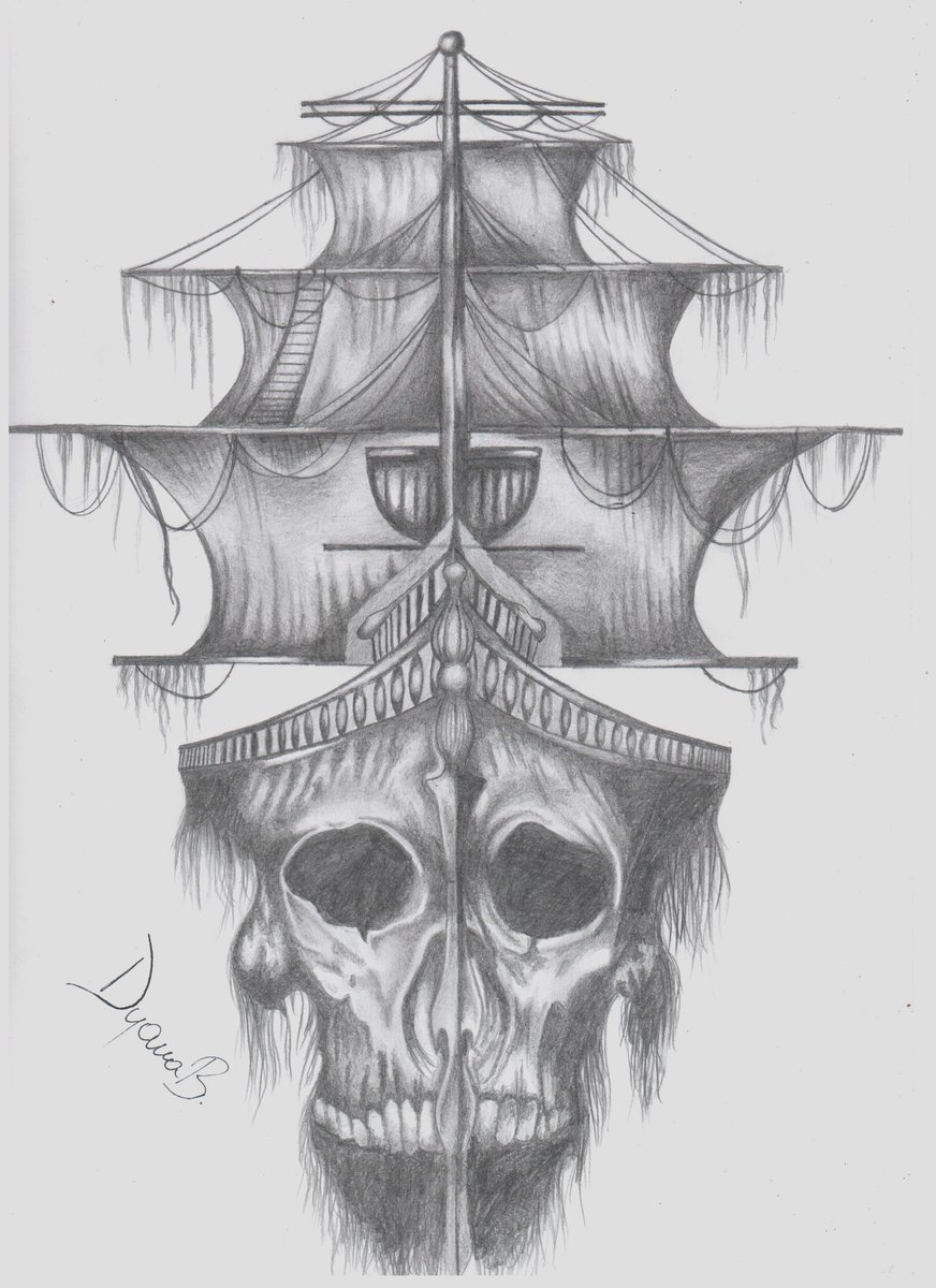 photo Easy Pirate Ship Pencil Drawing killed cartoons decor